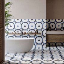 Carrelage Sol Effet Carreaux De Ciment Sligo Bleu 33x33 Cm - Réflex Boutique - Bricoman