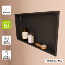 Niche De Douche 30x60cm - Rangement Mural De Salle De Bain - Noir Satiné - Nook - Bricoman
