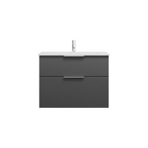 Burgbad Eqio Lavabo En Fonte Minérale Avec Meuble Sous-lavabo, 820x490x618mm, Shcb082f6584c0001g0146, Farbe: Gris Foncé Mat / Gris Foncé Mat, Poignée 