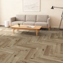 Sol - Lames Pvc Clipsable Chevron - Sous-couche Intégrée - Garantie 30 Ans - Imitation Chêne Clair - Dimensions L 60cm X L 12,5cm - epaisseur 5,5mm - 