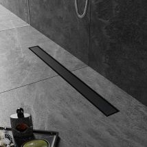 Sirhona Caniveau De Douche Noir 360° À L'Italienne, Siphon De Double Face Hauteur Réglable Avec Filtre À Cheuveux, Canal De Douche 80cm - Bricoman