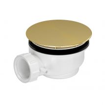 Bonde De Receveur Diamètre 90 Mm - Capot Or Doré Brossé - Evacuation Horizontale - Bricoman