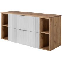Meuble Sous Vasque Flow Blanc 120 Cm Avec 2 X L'Étagères - Extensions Et Plan Chêne - Bricoman