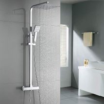 Colonne De Douche Thermostatique Ensemble Douche Avec Tête De Douche De 10 Pouces Système Douche En Laiton Hauteur Réglable Pour Salle De Bain - 