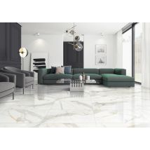 Carrelage Intérieur Effet Marbre Brillant Neptune Statuario L.60 X L.120 Cm - Vendu Par Palette De 43.20m² - Tecnomat