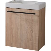 Meuble Avec Lave Mains Hamac Décor Chêne Oak Bordolino Solo Et Poignée Noire - Bricoman