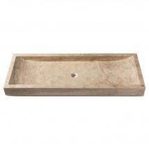 Vasque À Poser Rectangulaire Travertin Beige 120x45x10 Cm - Ro'ma Nature - Bricoman