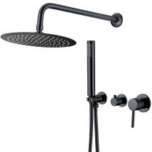 Valaz Douche Ronde Monocommande Encastrée Noir Mat - Série Guadiana - 25 Cm - Bricoman