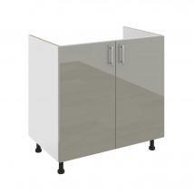 Meuble Sous-évier Haaus Karo, 2 Portes, Gris Brillant/blanc, Mdf, 80 X 50 X 80 Cm - Bricoman