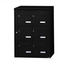 Bloc Collectif Leabox.com, 2x3, Grade 3, Simple Face, Extérieur, Mural, Noir 9005 Finition Brillante - Bricoman