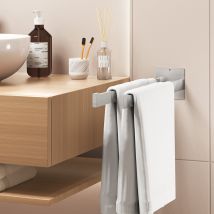 Porte-serviettes À Deux Bras,porte-serviettes Double Pour Salle Bains /cuisine,support Mural Pour Serviettes, Auto-adhésif Ou Perçage,40cm,gris - 
