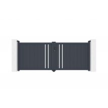 Portail Battant 3,5m Giona H.160cm Aluminium Gris - Bricoman