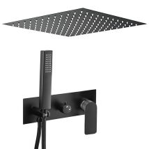 Valaz Douche Carrée À Encastrer, Monocommande, Noir Mat - Série Miño - 40 Cm - Tecnomat