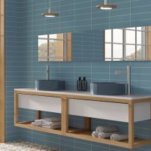 Carrelage Mur Brillant Ceragni Lisse Bleu 3330 | M7,5x30 - Tecnomat