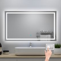 Miroir Lumineux L.120 X H.80cm Avec Anti-buée + 3 Couleurs + Dimmable, Mural Miroir Lumineux - Bricoman