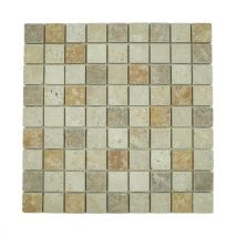 Albedo Pierre - Mosaïque En Travertin Mix 3 Couleurs - 3,2x3,2x1 Cm. - Bricoman