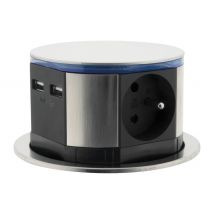 Bloc Multiprise Encastrable 3 Prises 16a 2p+t Et 2 Usb - Silver - Otio - Bricoman