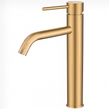 Valaz Robinet De Lavabo Haut Pour Eau Froide, Monocommande Rond, Or Mat Avec Protection Pvd - Série Ason - Bricoman