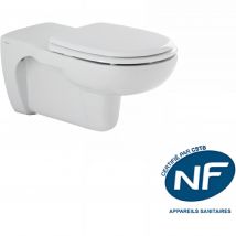 Cuvette De Wc Suspendue Céramique Traditionnelle Pmr Normes Handicapé Sanindusa Aveiro Rallonge Blanc - Bricoman