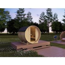 Sauna Extérieur En Tonneau 6 Places - L185 X P220 X H190 Cm - Isokyro - Bricoman