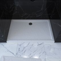 Receveur De Douche A Poser Rectangle Extra Plat En Acrylique Renforcee Blanc - Finition Pierre - Bricoman