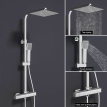 Aica 25 Cm Thermostatique Colonne De Douche De Tête Set De Douche Avec Mitigeur Réglable En Hauteur - Bricoman