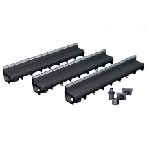 Pack De 3 Caniveaux Meapark Avec Grille À Fente + Profil E-blade L En Inox - Bricoman