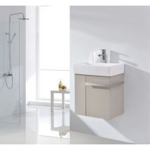 Bernstein - Meuble Vasque Mdf Taupe Mat 51x35x62cm + Trou Robinet + 1 Tiroir Gauche/droite + Poignée Porte-serviette Chrome - Compact500 - Bricoman