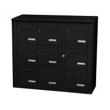 Bloc Collectif Leabox.com, 3x3, Grade 3, Simple Face, Extérieur, Mural, Noir 9005 Finition Brillante - Bricoman