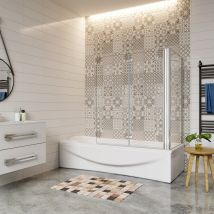 Pare-baignoire Pivotant Et Pliant 110x140cm Écran De Baignoire Avec Paroi De Baignoire Fixe 75x140cm En Verre Trempé Et Anticalcaire - Bricoman