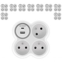 Lot De 5 Prises 3x16a + 2 Ports Usb A/c - Blanc Et Gris - Bolea - Zenitech - Bricoman