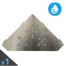 Tablette D'Angle Murale De Douche Floral Triple - Acier Brossé - Bricoman