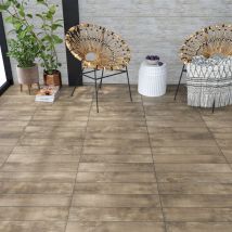 Carrelage Sol/mur Effet Parquet Marron Rustic Wood Naturel Int/ext L.60 X L.60 Cm Ceralux - Bricoman