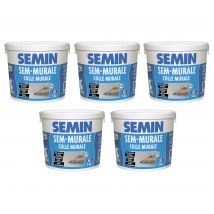 Lot De 5 Colles Pour Toiles De Verre Et Revêtements Muraux Légers En Pâte Semin Sem-murale - Prête À L'Emploi - Seau 5 Kg - Bricoman