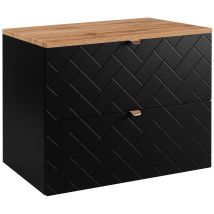 Meuble Sous Vasque Madis Noir 80 Cm Avec Le Plan Chêne - Bricoman