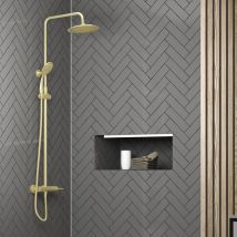 Colonne De Douche Mécanique Finition Or Doré Brossé - 133x26x52 Cm - Molly Gold - Bricoman