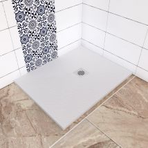 Receveur De Douche Blanc 100x80x3cm - Extra Plat - En Résine - Grille En Abs - Bac À Douche Rectangulaire - Bricoman