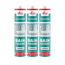Mastic Silicone Pour Joints Étanchéité Douche, Salle De Bain, Cuisine - Arcamastic Sanitaire Transparent - 300 Ml X 3 - Arcane Industries - Bricoman