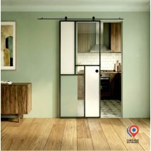 Kit Porte Coulissante En Verre + Rail Coulissant - Minimo - H. 204 X L. 93 Cm - Fabrication Française Aurys Normandie - Tecnomat
