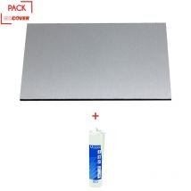Crédence Réversible Alu Brossé/brut 200x100x0.3cm + Mastic Silicone Transparent - Coloris Alu Brossé, Ep. 3mm - Bricoman
