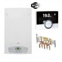 Chaudière Gaz Basnox Luna St Blue Compact 2.24 Chappée 24 Kw / Cheminée Complète (douilles + Dosseret) Avec Thermostat Connecté - Bricoman