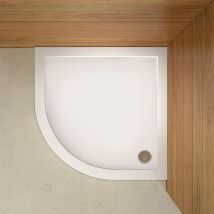 Aica Receveur De Douche Blanc 80x80x3cm 1/4 De Cercle, Extra-plat Gel Coat, Bac À Douche Avec Le Bonde De Douche Et Le Siphon 90cm - Bricoman
