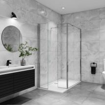 Paroi De Douche Avec Retour Pivotant 100+40x200cm Avec Une Barre Extensible, Paroi De Douche Pivotante 45x200cm, Verre 8mm Securit Anticalcaire - 