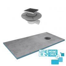 Lot De 5 Receveurs De Douche À Carreler 160x90 Cm Avec Bondes À Sortie Horizontale - Grille Inox - Bricoman