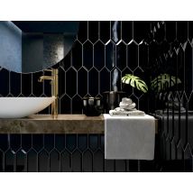 Carrelage Hexagonal Plato Noir Brillant 10x30 Cm - Bricoman