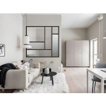 Verrière Atelier En Aluminium Thermolaqué Avec Miroirs 150x130 Cm - Noir - Elexia - Bricoman