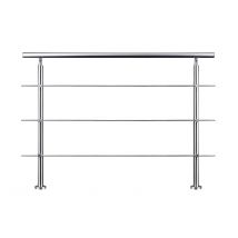 Garde-corps 120cm Avec Main Courante, En Acier Inoxydable 201, Pour Intérieur Et Extérieur, Garde-corps Avec 3 Traverses - Bricoman