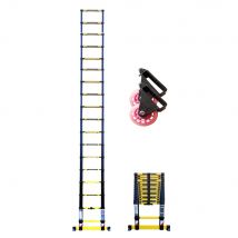 Echelle Télescopique 5m20 Woerther Grafitek Avec Barre Stabilisatrice + Roulettes - Garantie 5ans - Bricoman