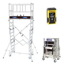 Echafaudage Télescopique - Xtower - Hauteur Travail Max 4.80m + Télémètre Laser 12m - Xtower/laser - Bricoman