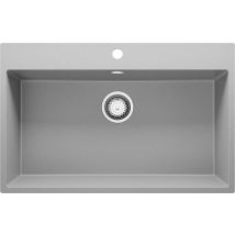 Evier Cuisine En Granit Gris 78x50cm, Lavabo 1 Bac + Kit De Vidage, Évier À Encastrer Au Meuble 80cm - Riga Primagran - Bricoman